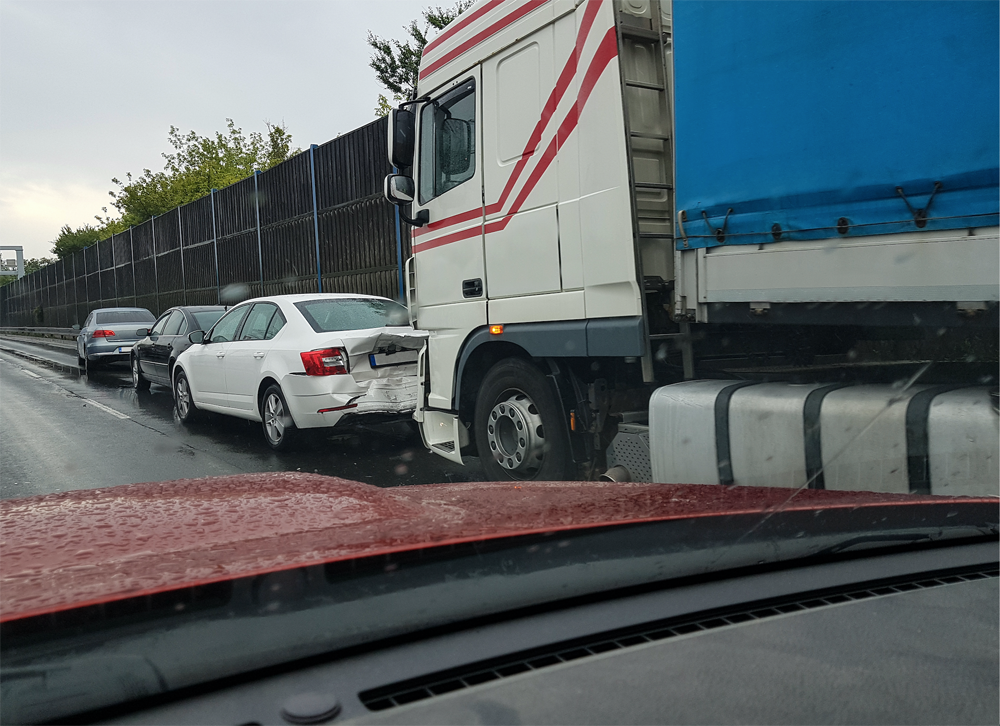 Distracted Truck Driver Causes Accident